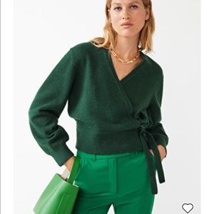 And other stories green wrap cardigan